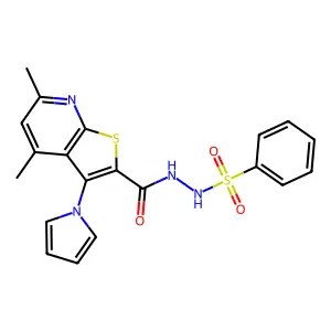 N'-{[4,6-dimethyl-3-(1H-pyrrol-1-yl)thieno[2,3-b]pyridin-2-yl]carbonyl}benzenesulfonohydrazide structure