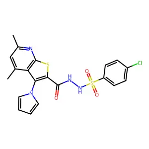 4-chloro-N'-{[4,6-dimethyl-3-(1H-pyrrol-1-yl)thieno[2,3-b]pyridin-2-yl]carbonyl}benzenesulfonohydrazide structure