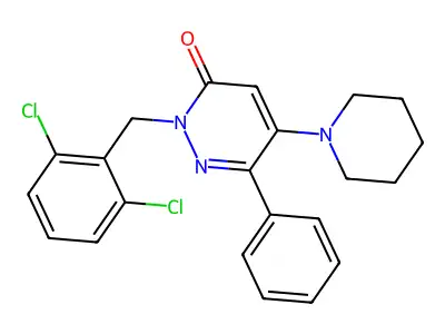 2-(2,6-dichlorobenzyl)-6-phenyl-5-piperidino-3(2H)-pyridazinone structure