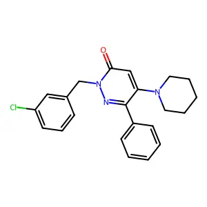 2-[(3-Chlorophenyl)methyl]-6-phenyl-5-(1-piperidinyl)-3-pyridazinone structure