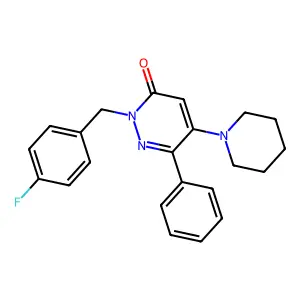 2-(4-fluorobenzyl)-6-phenyl-5-piperidino-3(2H)-pyridazinone structure