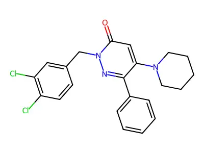 2-(3,4-dichlorobenzyl)-6-phenyl-5-piperidino-3(2H)-pyridazinone structure