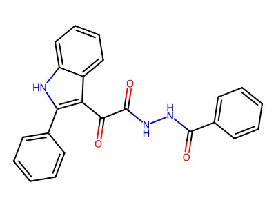 N'-benzoyl-2-oxo-2-(2-phenyl-1H-indol-3-yl)acetohydrazide structure