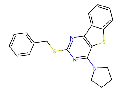2-(Benzylsulfanyl)-4-(1-pyrrolidinyl)[1]benzothieno[3,2-d]pyrimidine structure