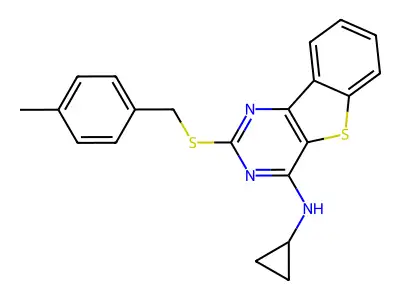 N-cyclopropyl-2-[(4-methylbenzyl)sulfanyl][1]benzothieno[3,2-d]pyrimidin-4-amine structure