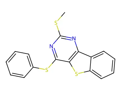 2-(Methylsulfanyl)-4-(phenylsulfanyl)[1]benzothieno[3,2-d]pyrimidine structure