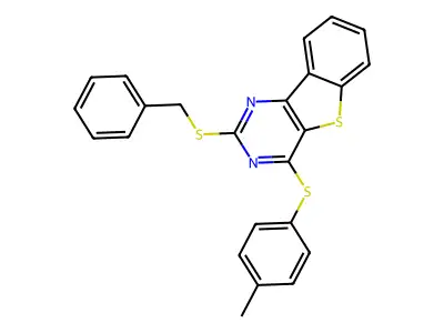 2-(Benzylsulfanyl)-4-[(4-methylphenyl)sulfanyl][1]benzothieno[3,2-d]pyrimidine structure