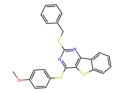 2-(Benzylsulfanyl)-4-[(4-methoxyphenyl)sulfanyl][1]benzothieno[3,2-d]pyrimidine structure