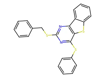 2-(Benzylsulfanyl)-4-(phenylsulfanyl)[1]benzothieno[3,2-d]pyrimidine structure