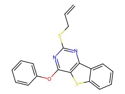 2-(Allylsulfanyl)[1]benzothieno[3,2-d]pyrimidin-4-yl phenyl ether structure