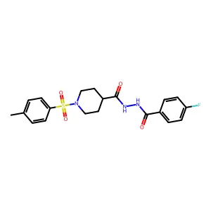 4-fluoro-N'-({1-[(4-methylphenyl)sulfonyl]-4-piperidinyl}carbonyl)benzenecarbohydrazide structure