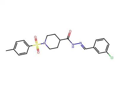 N-[(3-chlorophenyl)methylideneamino]-1-(4-methylphenyl)sulfonylpiperidine-4-carboxamide structure