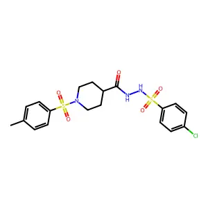 4-chloro-N'-({1-[(4-methylphenyl)sulfonyl]-4-piperidinyl}carbonyl)benzenesulfonohydrazide structure