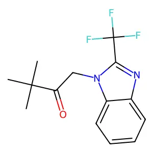 3,3-dimethyl-1-[2-(trifluoromethyl)-1H-1,3-benzimidazol-1-yl]-2-butanone structure