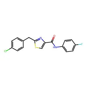 2-[(4-chlorophenyl)methyl]-N-(4-fluorophenyl)-1,3-thiazole-4-carboxamide structure