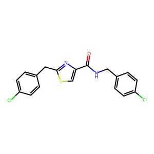 N,2-bis[(4-chlorophenyl)methyl]-1,3-thiazole-4-carboxamide structure