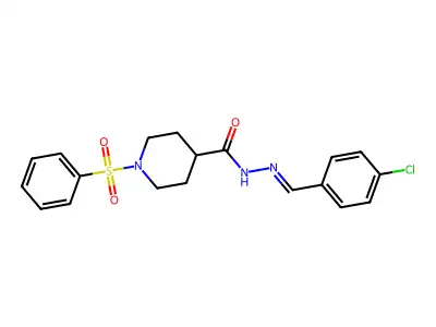 1-(benzenesulfonyl)-N-[(4-chlorophenyl)methylideneamino]piperidine-4-carboxamide structure