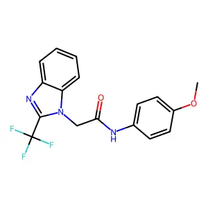 N-(4-methoxyphenyl)-2-[2-(trifluoromethyl)-1H-benzimidazol-1-yl]acetamide structure