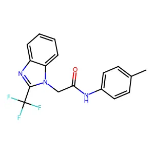 N-(4-methylphenyl)-2-[2-(trifluoromethyl)-1H-1,3-benzimidazol-1-yl]acetamide structure