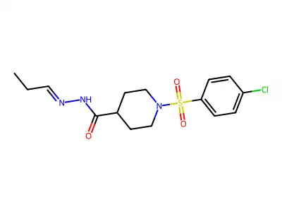 1-[(4-chlorophenyl)sulfonyl]-N'-[(E)propylidene]-4-piperidinecarbohydrazide structure