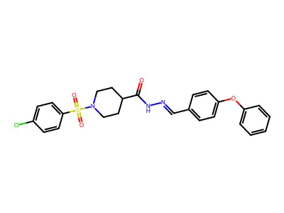 1-(4-chlorophenyl)sulfonyl-N-[(4-phenoxyphenyl)methylideneamino]piperidine-4-carboxamide structure