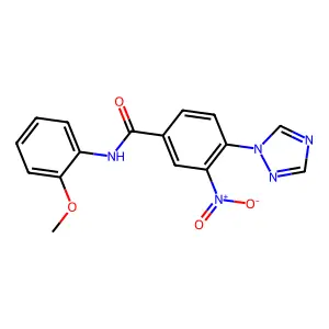 N-(2-methoxyphenyl)-3-nitro-4-(1H-1,2,4-triazol-1-yl)benzenecarboxamide structure