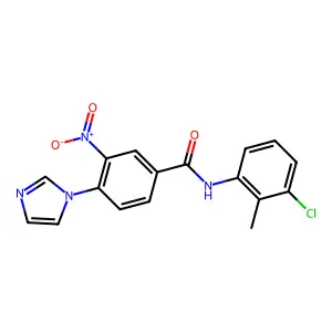 N-(3-chloro-2-methylphenyl)-4-(1H-imidazol-1-yl)-3-nitrobenzenecarboxamide structure