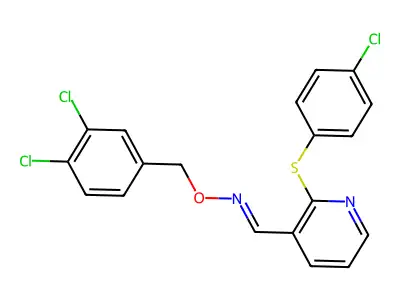 1-[2-(4-chlorophenyl)sulfanylpyridin-3-yl]-N-[(3,4-dichlorophenyl)methoxy]methanimine structure