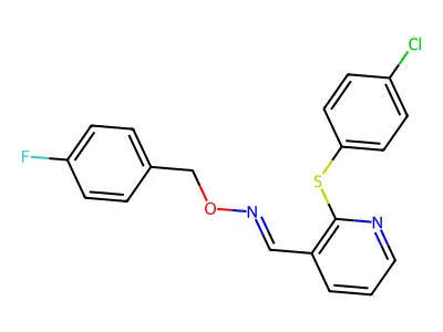 1-[2-(4-chlorophenyl)sulfanylpyridin-3-yl]-N-[(4-fluorophenyl)methoxy]methanimine structure