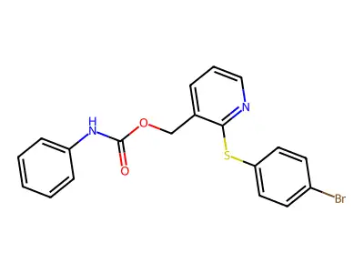 [2-(4-bromophenyl)sulfanylpyridin-3-yl]methyl N-phenylcarbamate structure