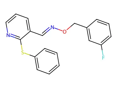 N-[(3-fluorophenyl)methoxy]-1-(2-phenylsulfanyl-3-pyridinyl)methanimine structure