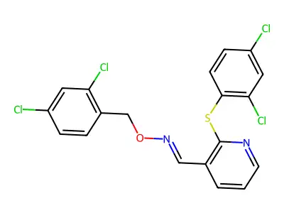 N-[(2,4-dichlorophenyl)methoxy]-1-[2-(2,4-dichlorophenyl)sulfanylpyridin-3-yl]methanimine structure