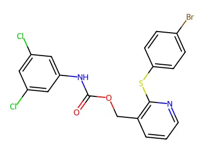 [2-(4-bromophenyl)sulfanylpyridin-3-yl]methyl N-(3,5-dichlorophenyl)carbamate structure