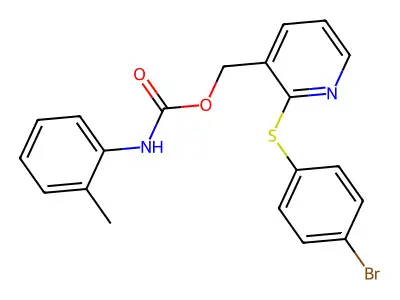 [2-(4-bromophenyl)sulfanylpyridin-3-yl]methyl N-(2-methylphenyl)carbamate structure