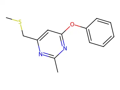 2-Methyl-4-((methylsulfanyl)methyl)-6-phenoxypyrimidine structure
