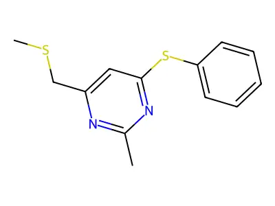 2-Methyl-4-[(methylsulfanyl)methyl]-6-(phenylsulfanyl)pyrimidine structure