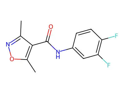 N-(3,4-difluorophenyl)-3,5-dimethyl-1,2-oxazole-4-carboxamide structure