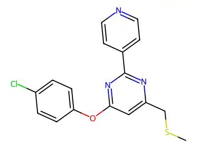 4-(4-Chlorophenoxy)-6-((methylsulfanyl)methyl)-2-(4-pyridinyl)pyrimidine structure