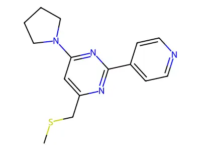 4-((Methylsulfanyl)methyl)-2-(4-pyridinyl)-6-(1-pyrrolidinyl)pyrimidine structure