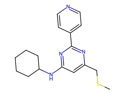 N-Cyclohexyl-6-((methylsulfanyl)methyl)-2-(4-pyridinyl)-4-pyrimidinamine structure