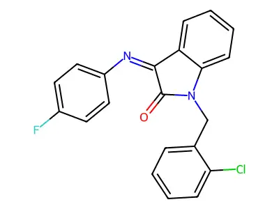 1-(2-chlorobenzyl)-3-[(4-fluorophenyl)imino]-1,3-dihydro-2H-indol-2-one structure