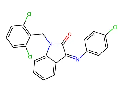 3-(4-Chlorophenyl)imino-1-[(2,6-dichlorophenyl)methyl]indol-2-one structure