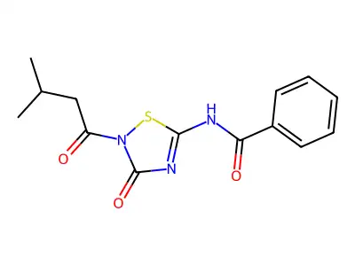 N-[2-(3-methyl-1-oxobutyl)-3-oxo-1,2,4-thiadiazol-5-yl]benzamide structure