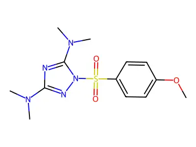 N-{3-(dimethylamino)-1-[(4-methoxyphenyl)sulfonyl]-1H-1,2,4-triazol-5-yl}-N,N-dimethylamine structure