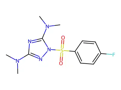 N-{3-(dimethylamino)-1-[(4-fluorophenyl)sulfonyl]-1H-1,2,4-triazol-5-yl}-N,N-dimethylamine structure