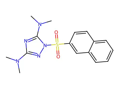 N~3~,N~3~,N~5~,N~5~-tetramethyl-1-(2-naphthylsulfonyl)-1H-1,2,4-triazole-3,5-diamine structure