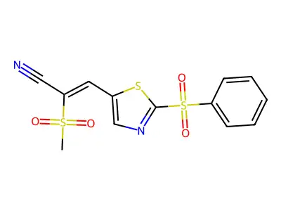 3-[2-(Benzenesulfonyl)-1,3-thiazol-5-yl]-2-methylsulfonylprop-2-enenitrile structure