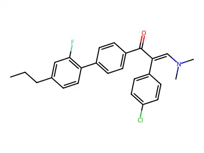 2-(4-chlorophenyl)-3-(dimethylamino)-1-[4-(2-fluoro-4-propylphenyl)phenyl]prop-2-en-1-one structure