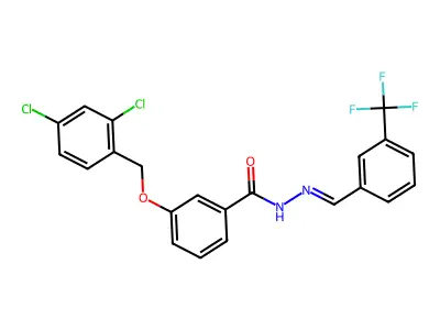 3-[(2,4-dichlorophenyl)methoxy]-N-[[3-(trifluoromethyl)phenyl]methylideneamino]benzamide structure