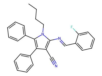 1-Butyl-2-[(2-fluorophenyl)methylideneamino]-4,5-diphenylpyrrole-3-carbonitrile structure